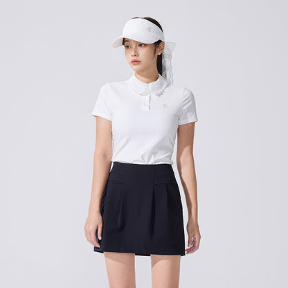 フォールディッドAラインスカート (ブラック)