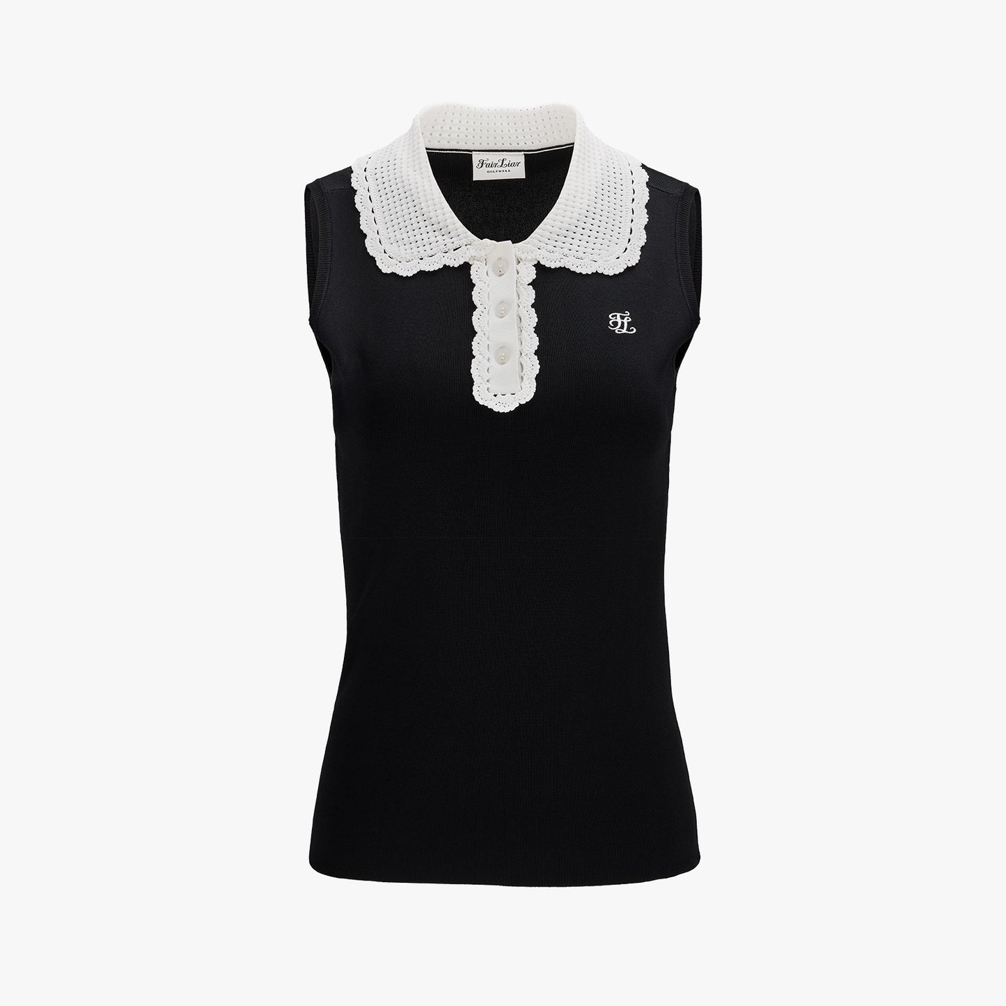 クロシェカラーノースリーブニット (ブラック)