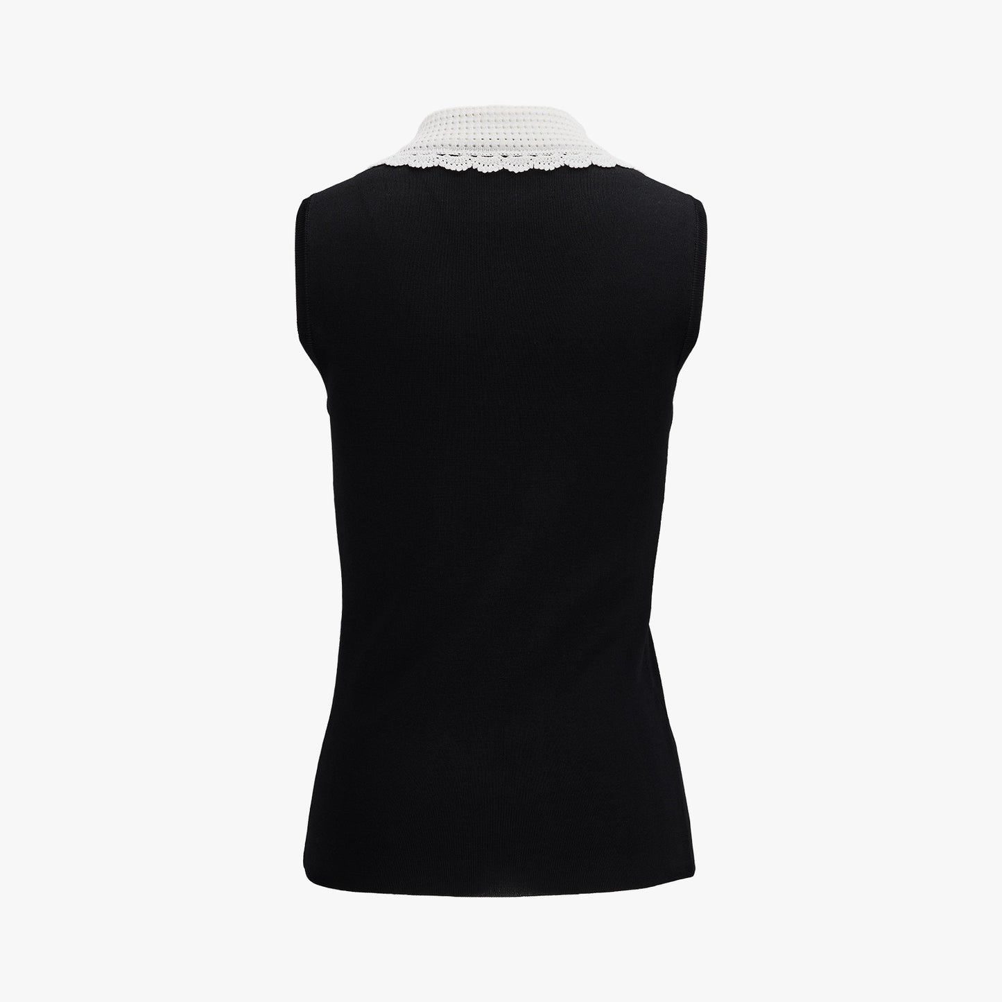 クロシェカラーノースリーブニット (ブラック)