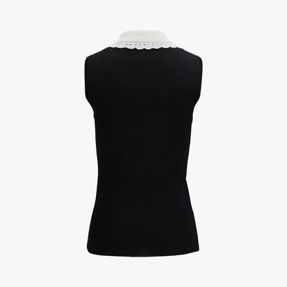 クロシェカラーノースリーブニット (ブラック)