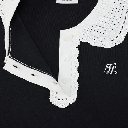 クロシェカラーノースリーブニット (ブラック)