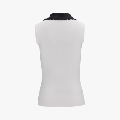 クロシェカラーノースリーブニット (ホワイト)