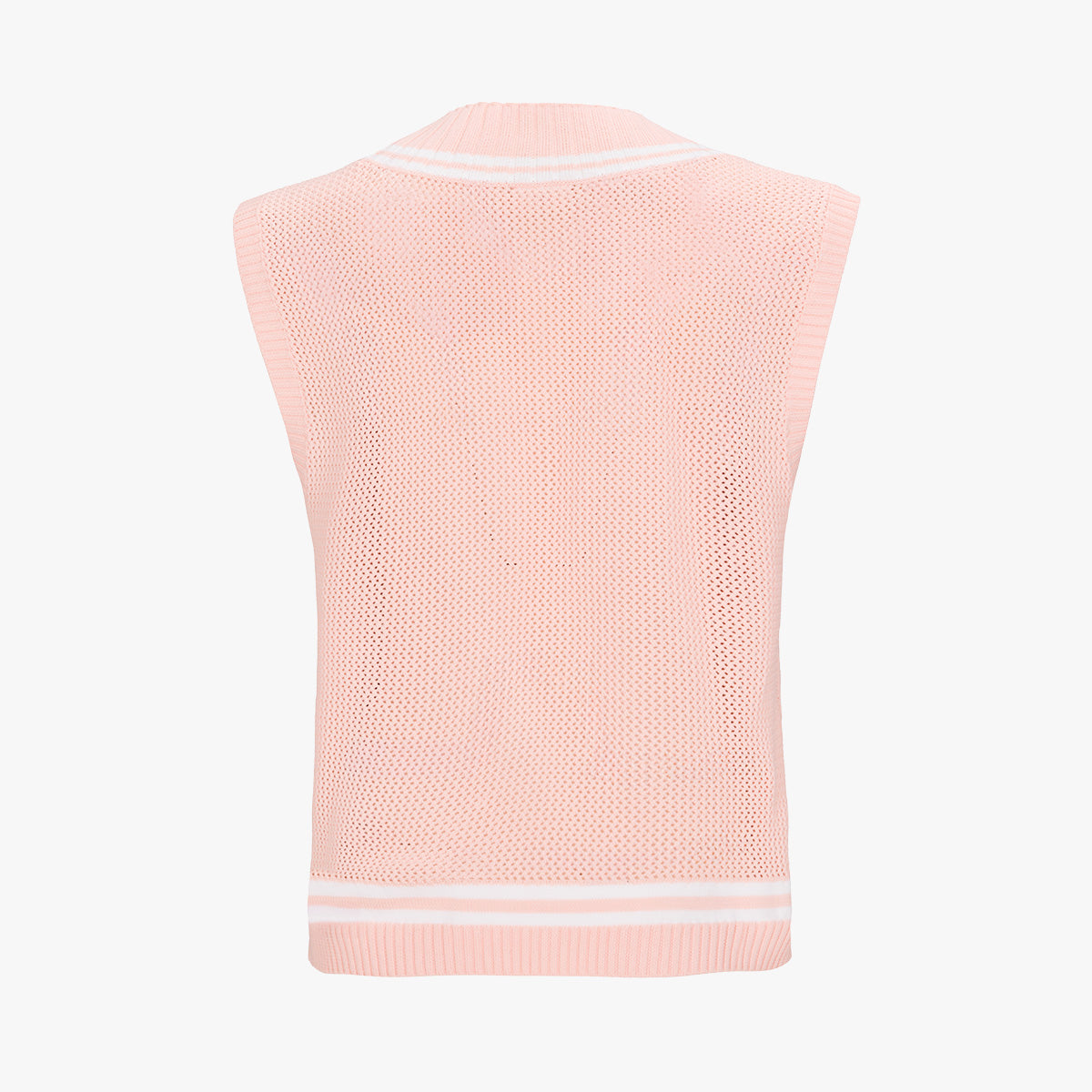 スカシ編みVネックベスト (コーラル)