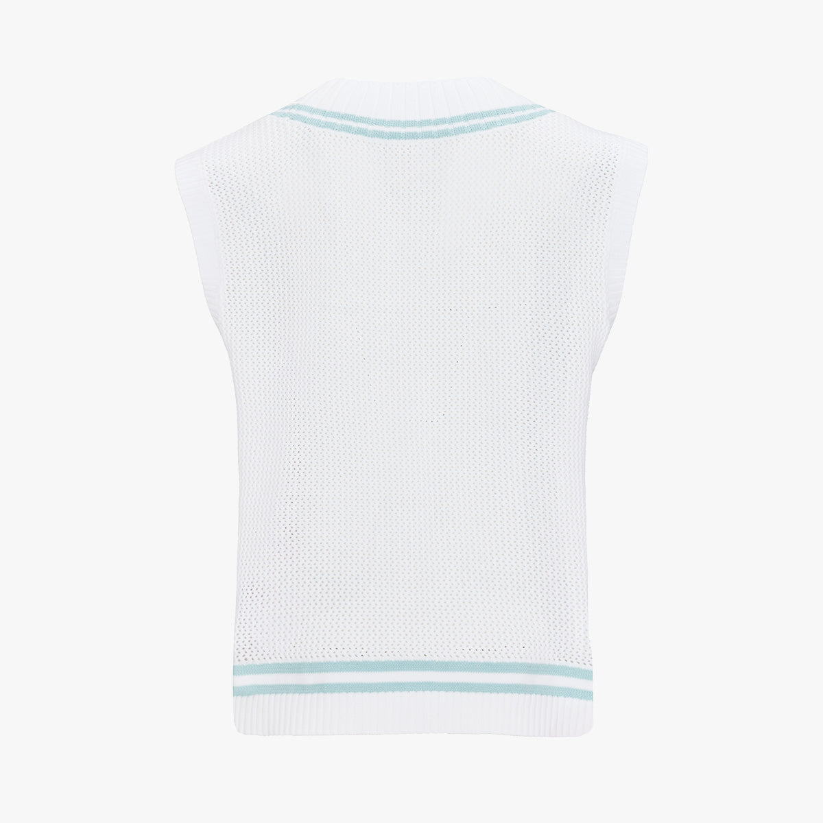 スカシ編みVネックベスト (ホワイト)