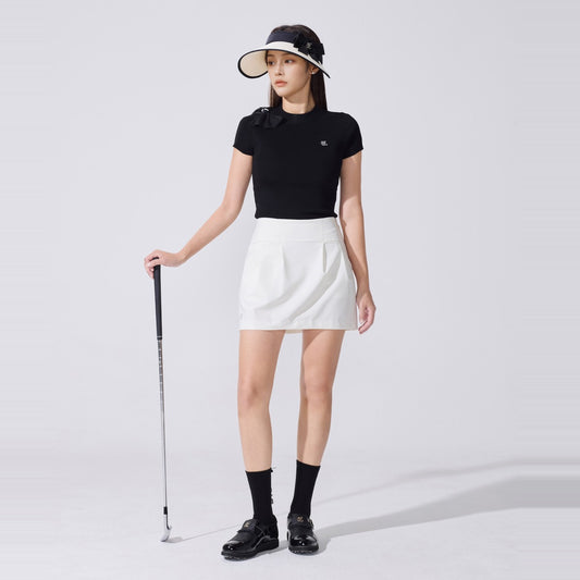 シフォンリボンキャップスリーブニット (ブラック) モデル着用