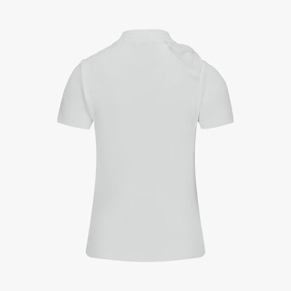 シフォンリボンキャップスリーブニット (ホワイト)