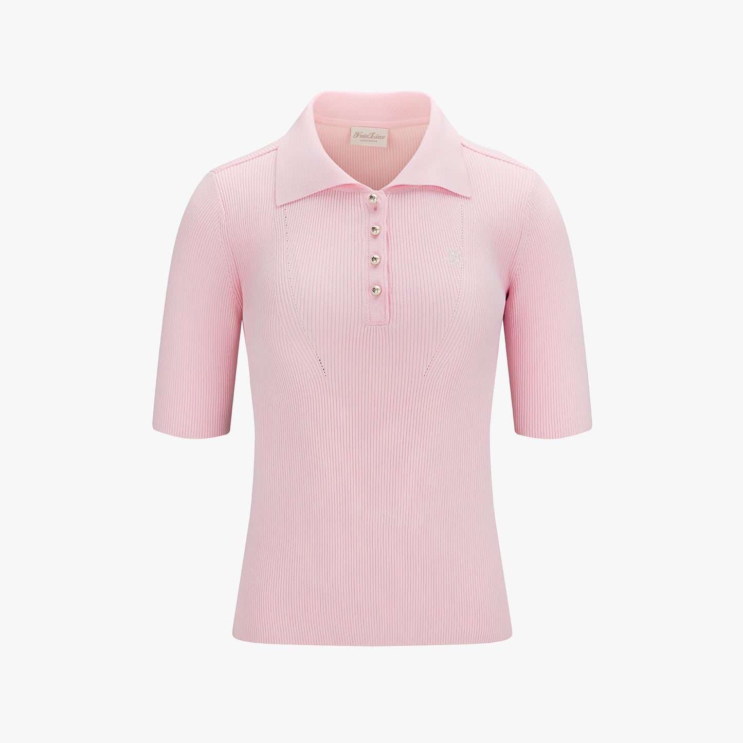 リブ7分袖ニット (コーラル)