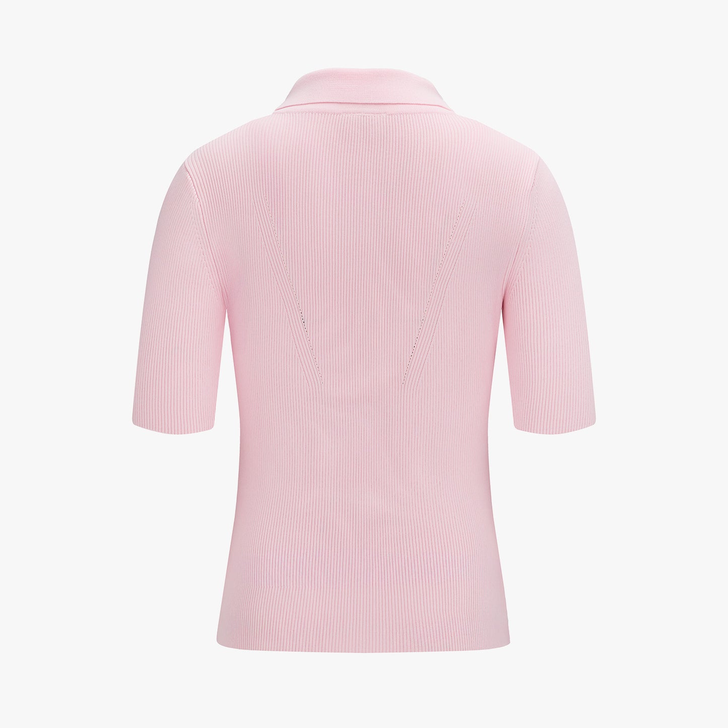 リブ7分袖ニット (コーラル)