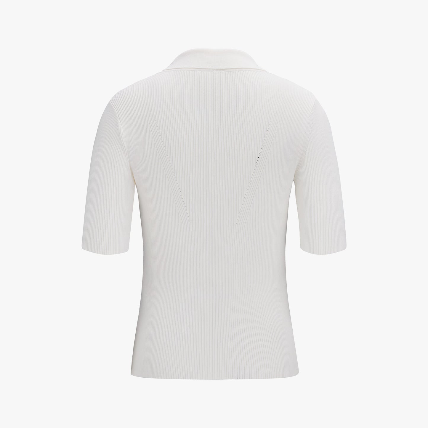 リブ7分袖ニット (ホワイト)