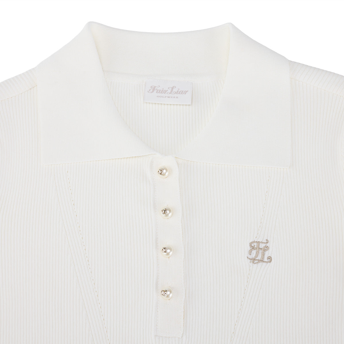 リブ7分袖ニット (ホワイト)