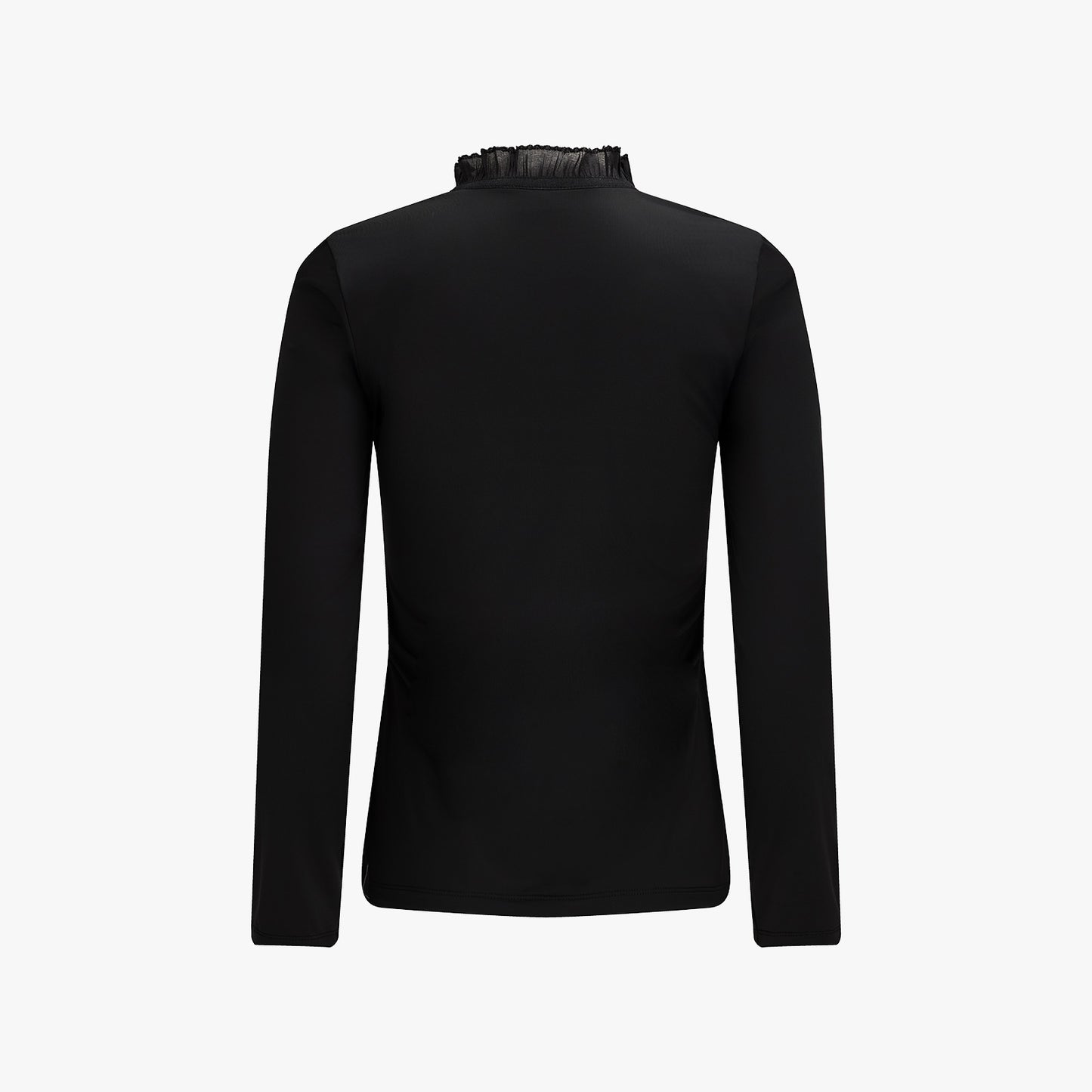 シースルーシャーリングハイネックTシャツ (ブラック)