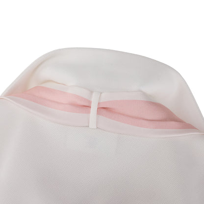 スカーフセットオープンネック7分袖Tシャツ (ホワイト)