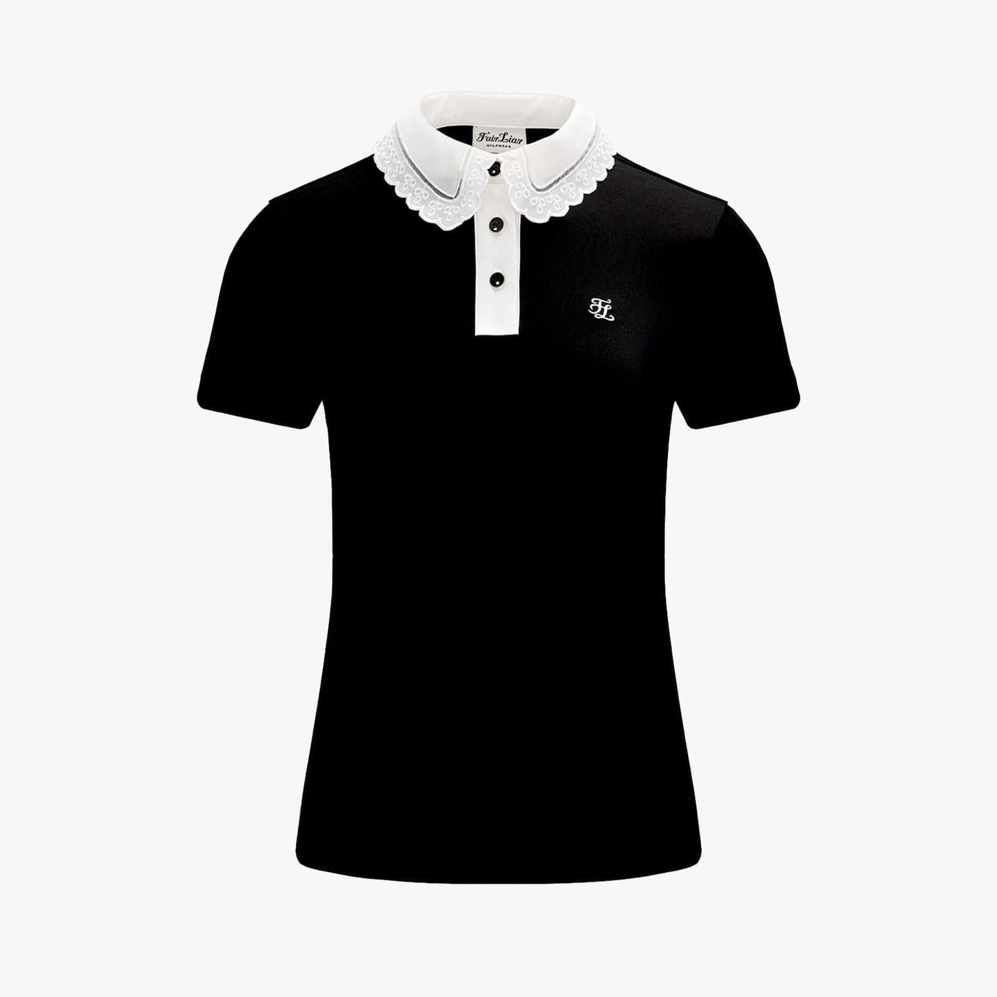 アイレットレースカラ―Tシャツ (ブラック)