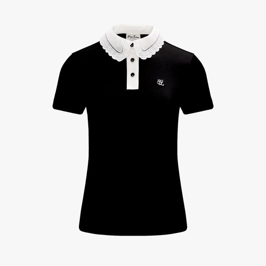 アイレットレースカラ―Tシャツ (ブラック)