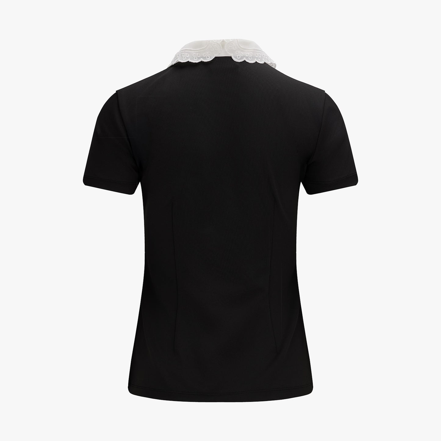 アイレットレースカラ―Tシャツ (ブラック)