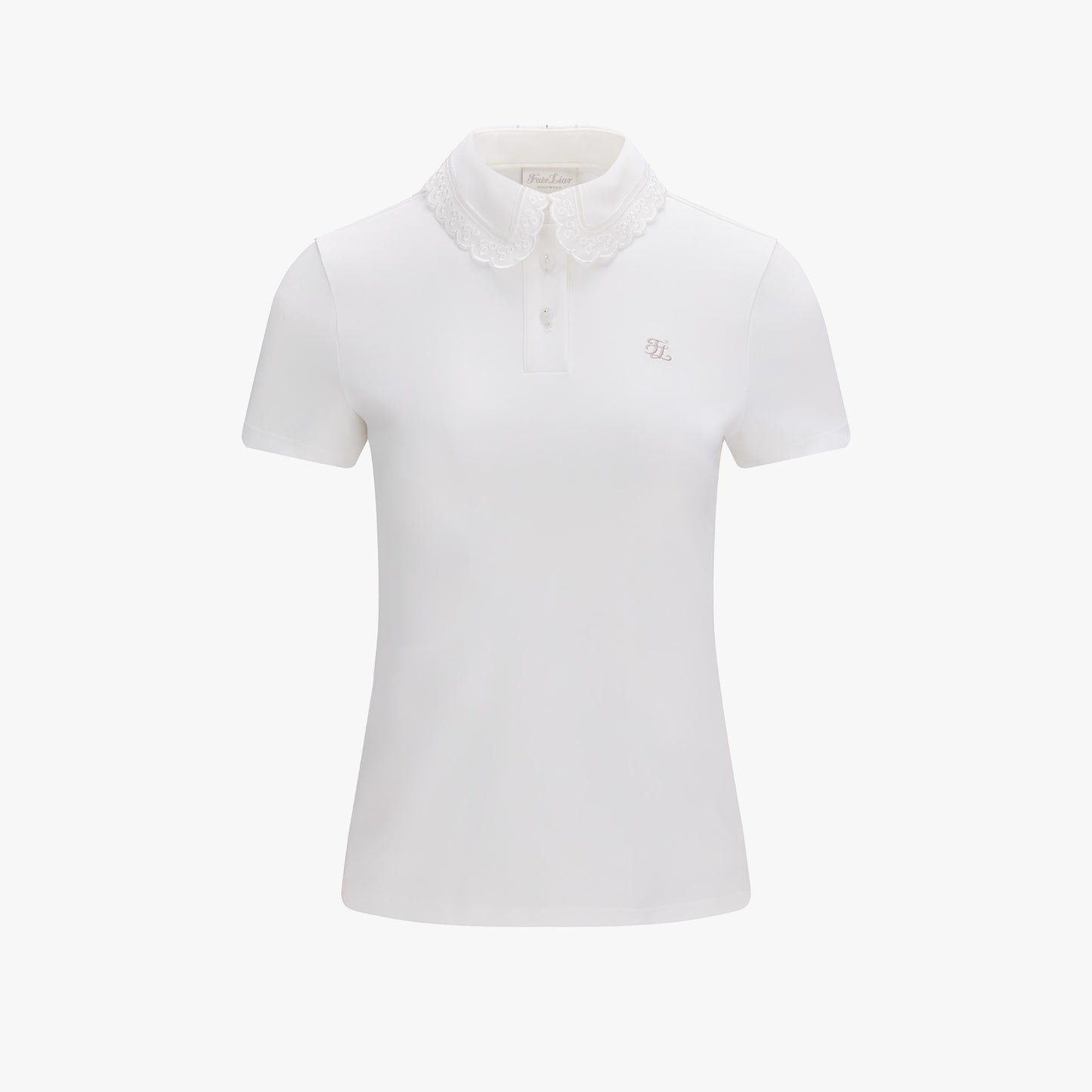 アイレットレースカラ―Tシャツ (ホワイト)