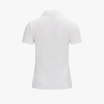 アイレットレースカラ―Tシャツ (ホワイト)