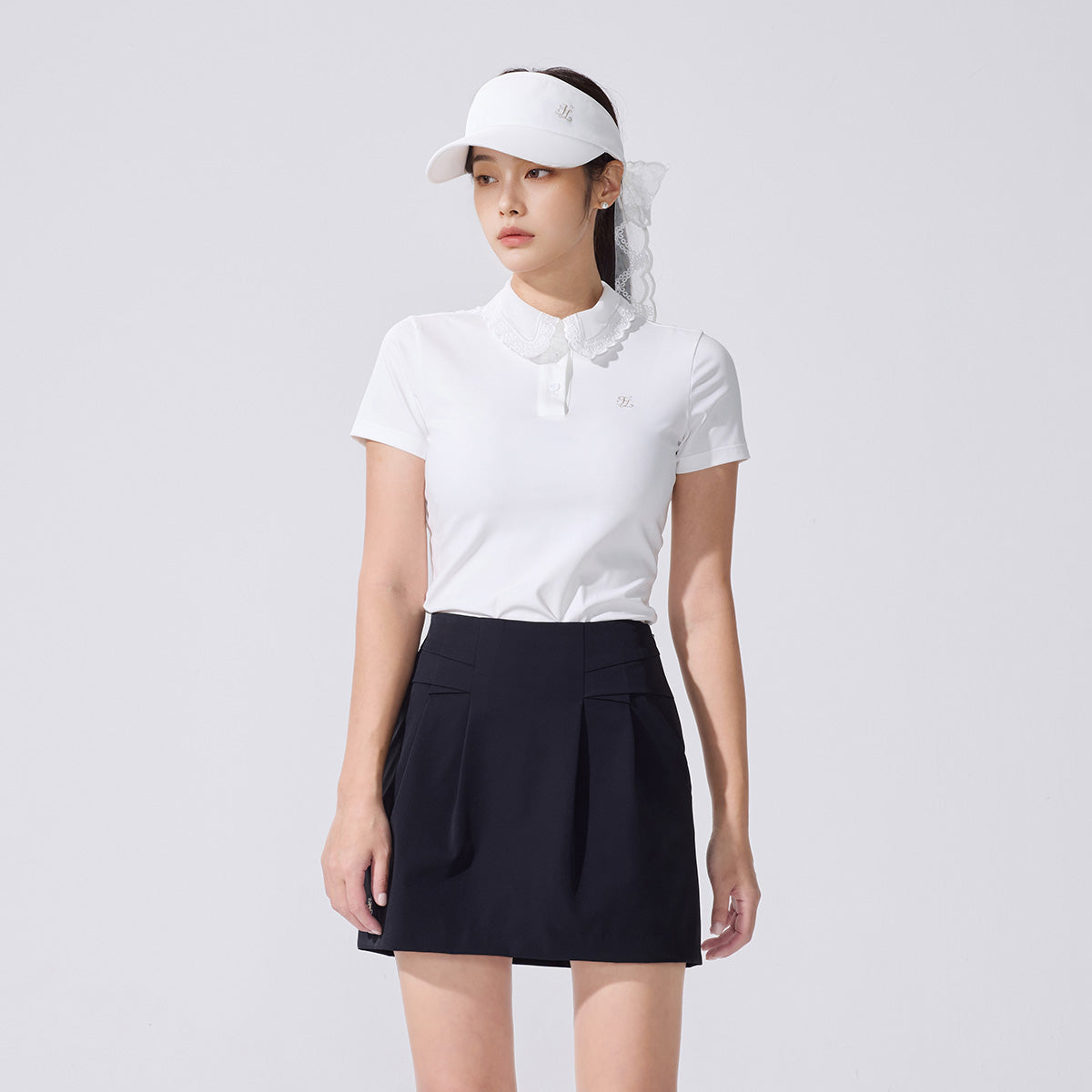 アイレットレースカラ―Tシャツ (ホワイト)