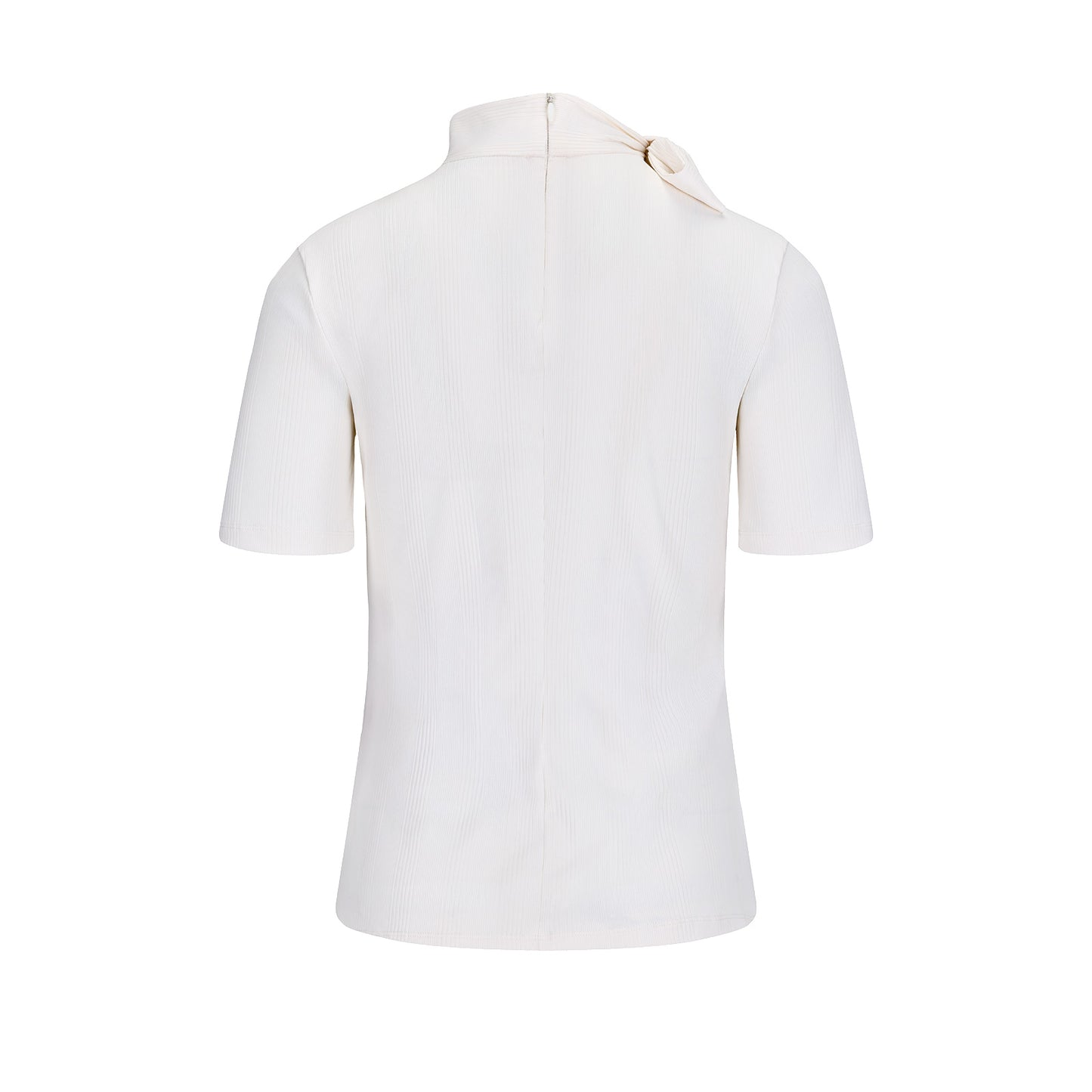 リボンハイネック7分袖Tシャツ (ホワイト)