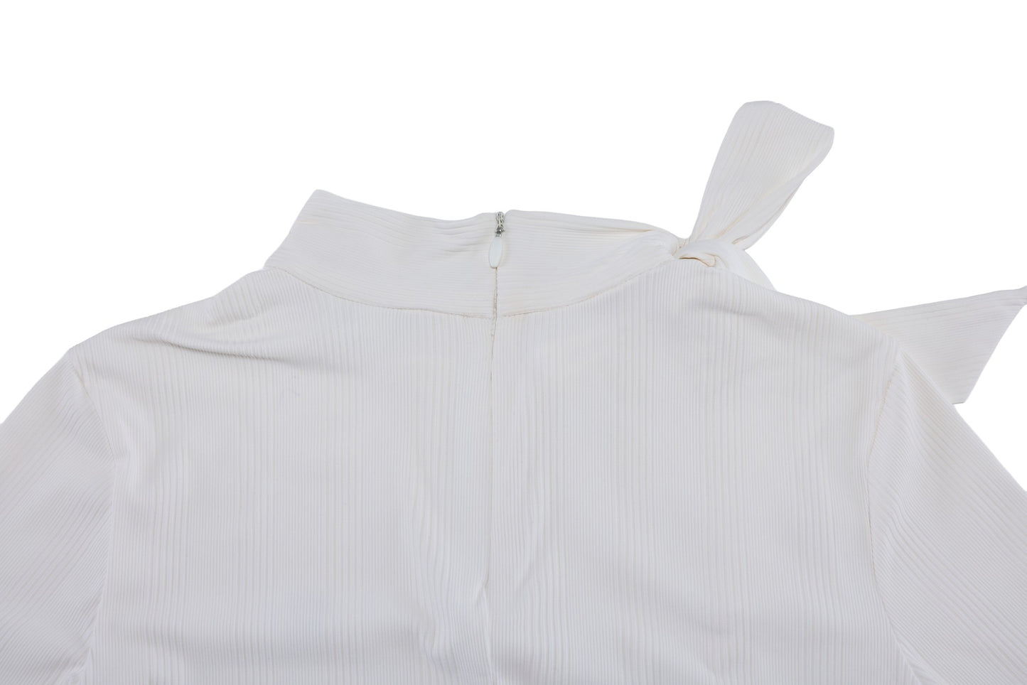 リボンハイネック7分袖Tシャツ (ホワイト)