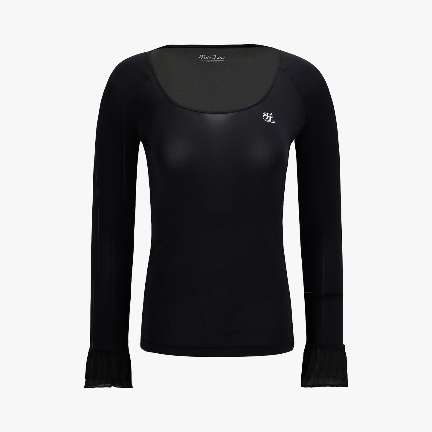フリル袖冷感インナーTシャツ (ブラック)