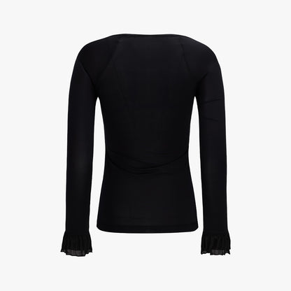 フリル袖冷感インナーTシャツ (ブラック)