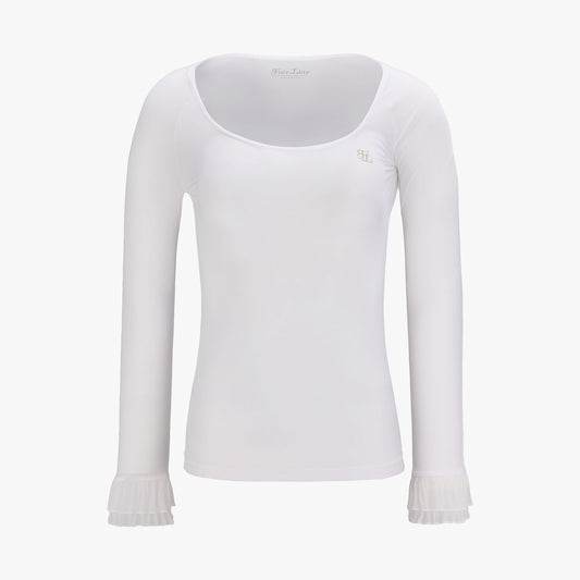フリル袖冷感インナーTシャツ (ホワイト)