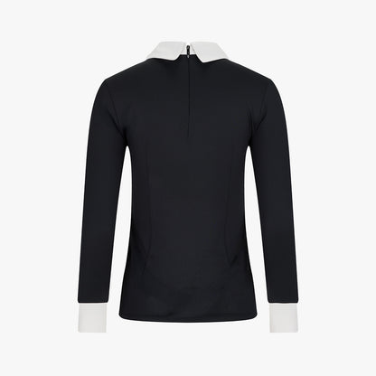 リボン配色長袖Tシャツ (ブラック)