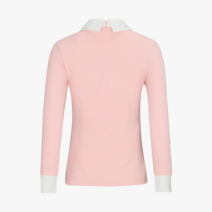 リボン配色長袖Tシャツ (コーラル)