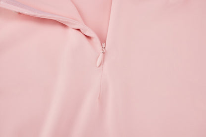 リボン配色長袖Tシャツ (ピンク)