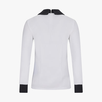 リボン配色長袖Tシャツ (ホワイト)