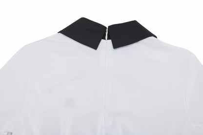 リボン配色長袖Tシャツ (ホワイト)
