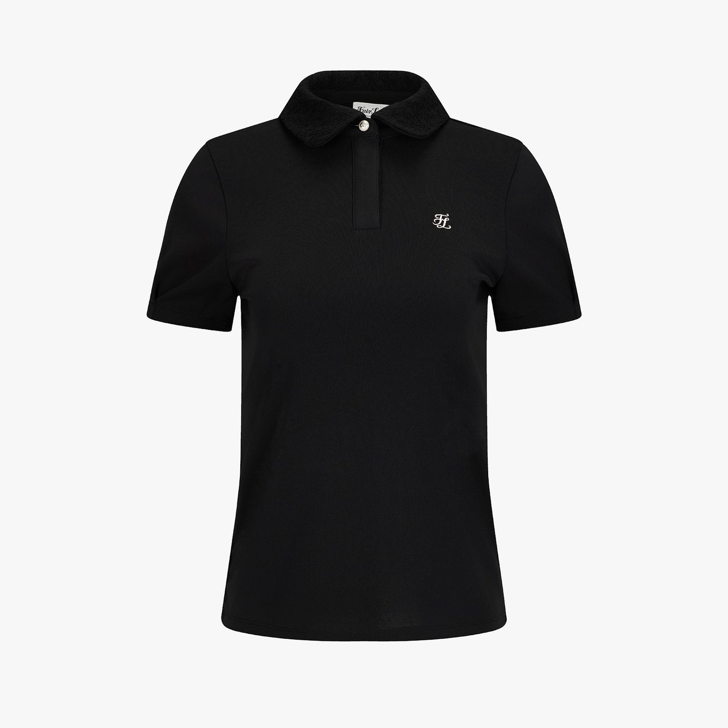 レースカラーパフTシャツ (ブラック)