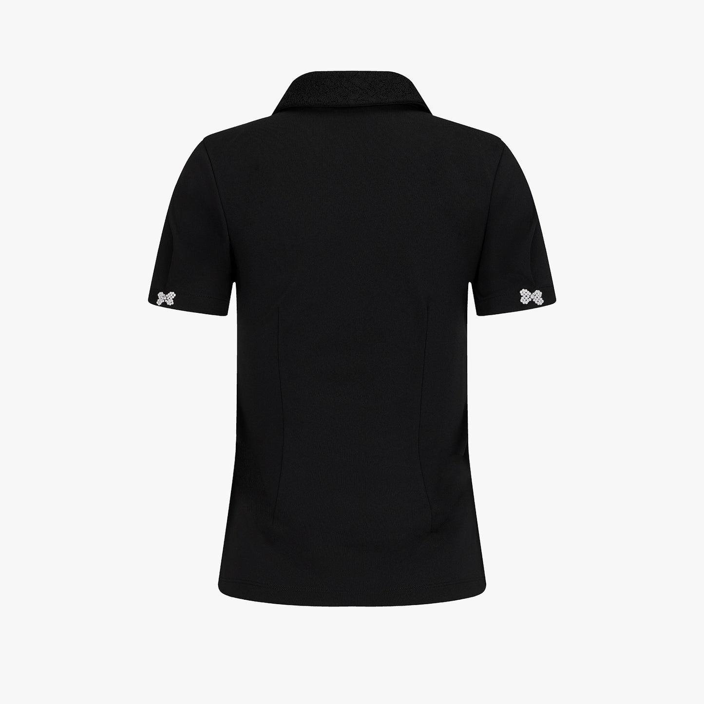 レースカラーパフTシャツ (ブラック)