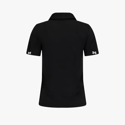 レースカラーパフTシャツ (ブラック)