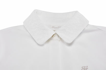 レースカラーパフTシャツ (ホワイト)