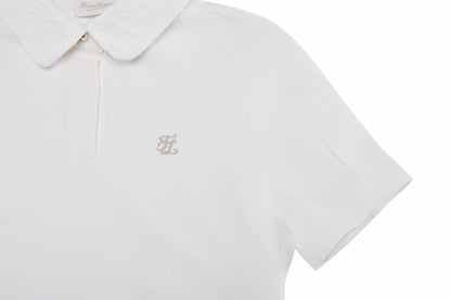 レースカラーパフTシャツ (ホワイト)