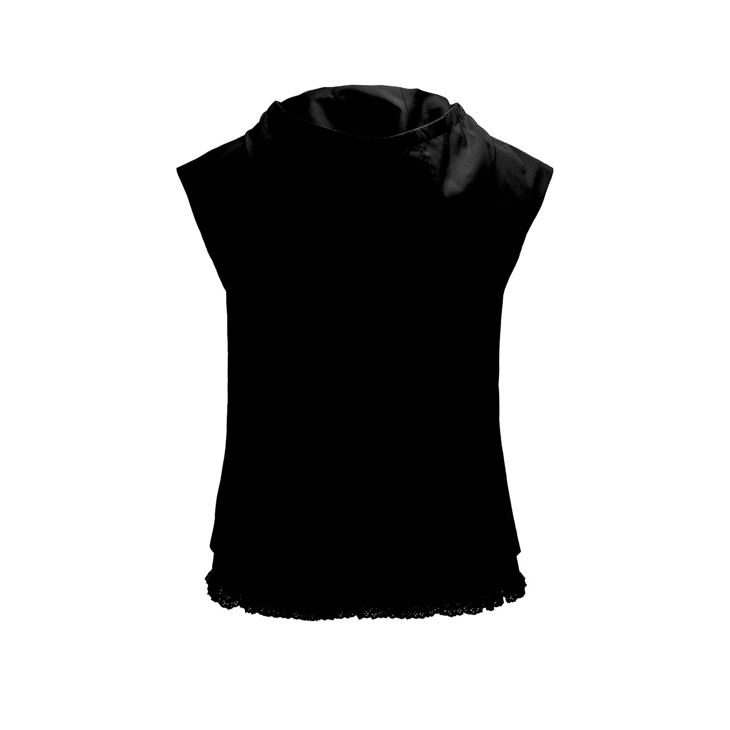 ドローストリングラッフルジップベスト (ブラック)