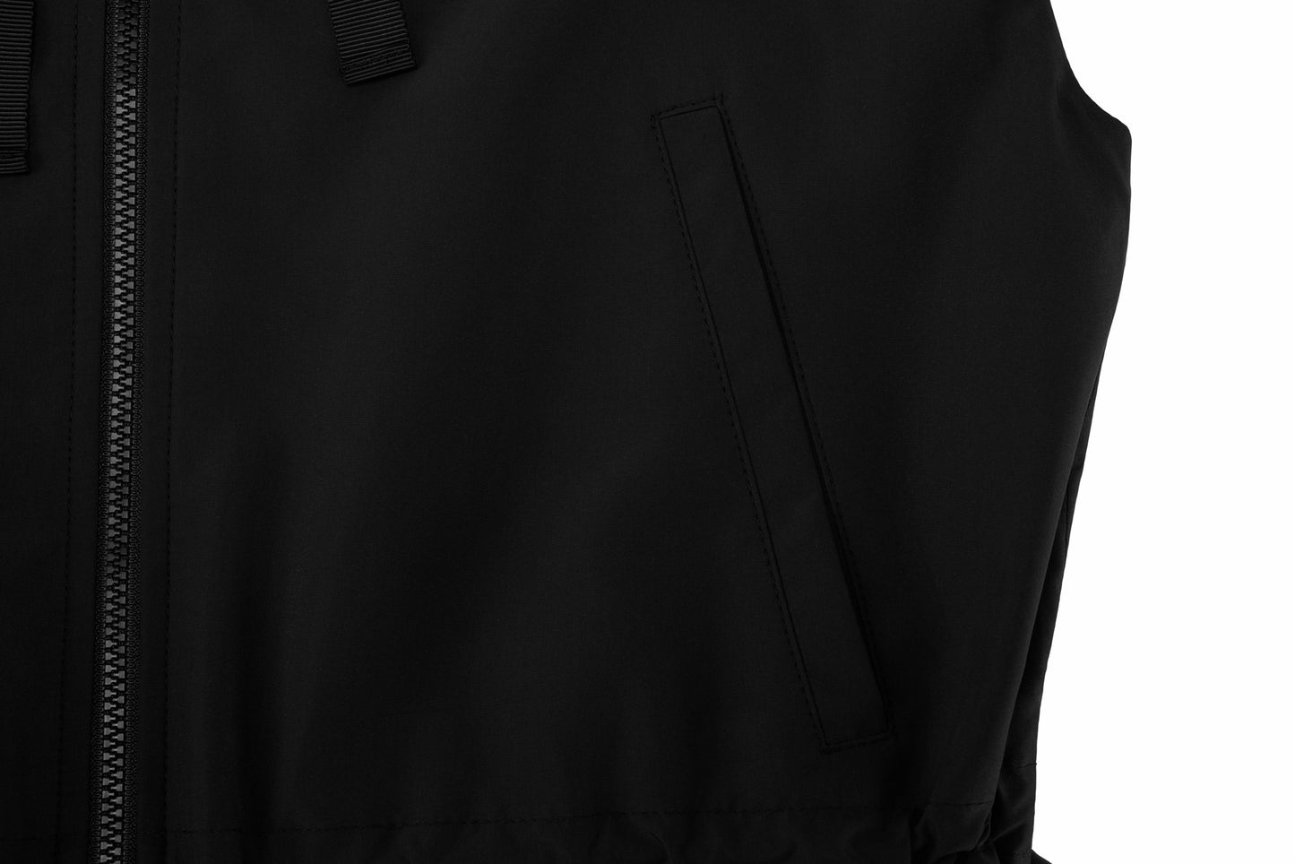 ドローストリングラッフルジップベスト (ブラック)