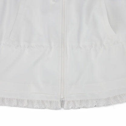 ドローストリングラッフルジップベスト (ホワイト)