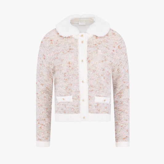 ファーカラー防風カーディガン