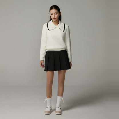 リボン防風ニット (アイボリー) モデル着用