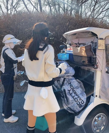 Vネックバックルウィンドプルーフカーディガン