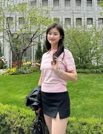 ジャガードショートスリーブニット