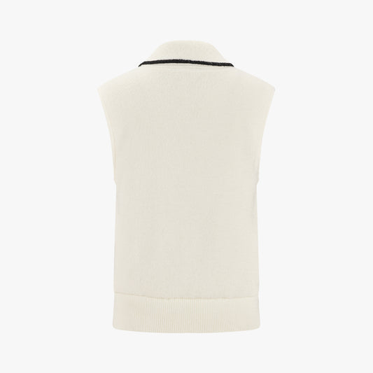 ダブルボタン防風ベスト (アイボリー)