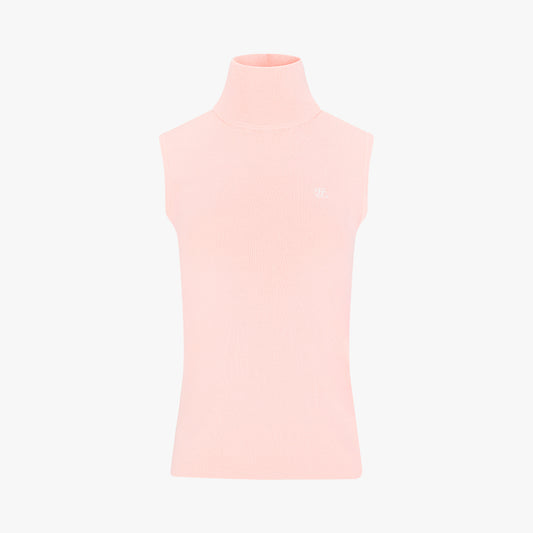 ハイネックスリーブレスニット (ピンク)