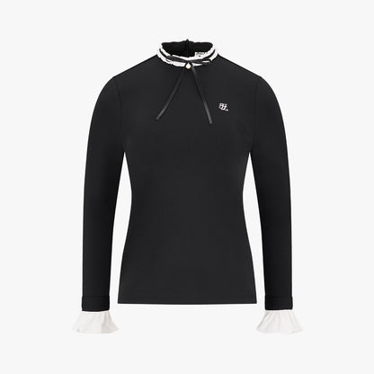 フリルリボンTシャツ (ブラック)