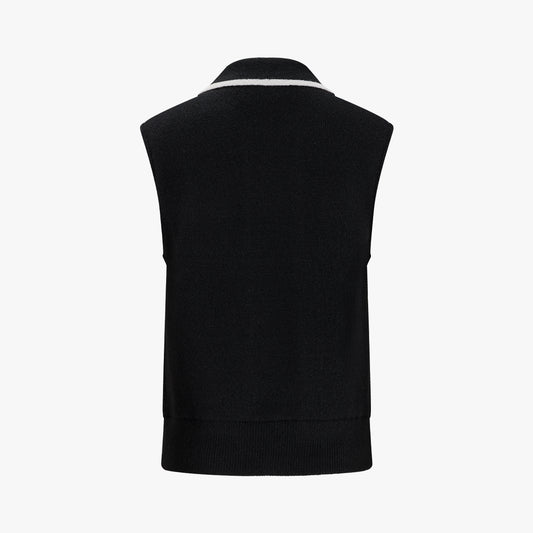 ダブルボタン防風ベスト (ブラック)