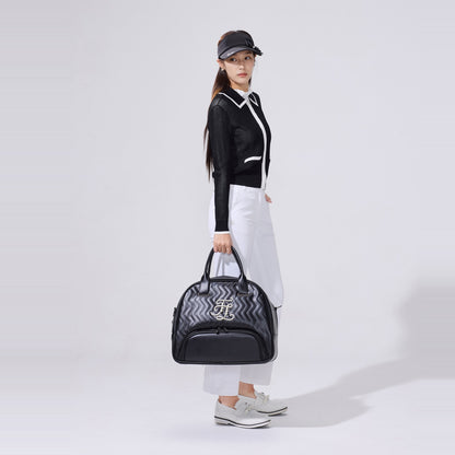 パールキルティングボストンバッグ (ブラック)