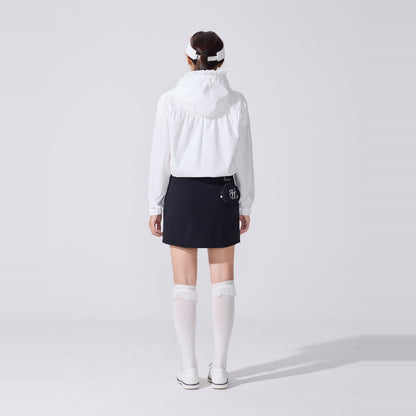フォールディッドAラインスカート (ブラック)